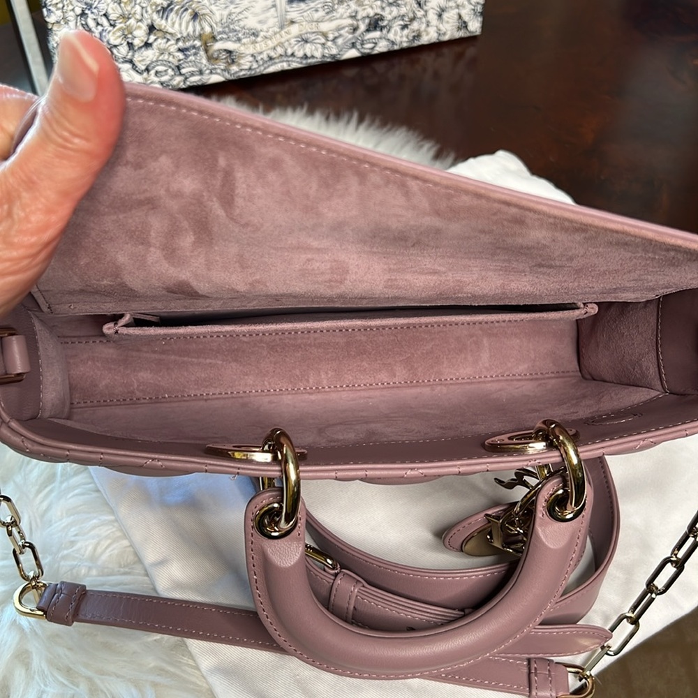 Dior Medium Lady D-Joy Bag Peony Pink Cannage Lambskin NWT Shoulder/Crossbody - Picture 13 of 17